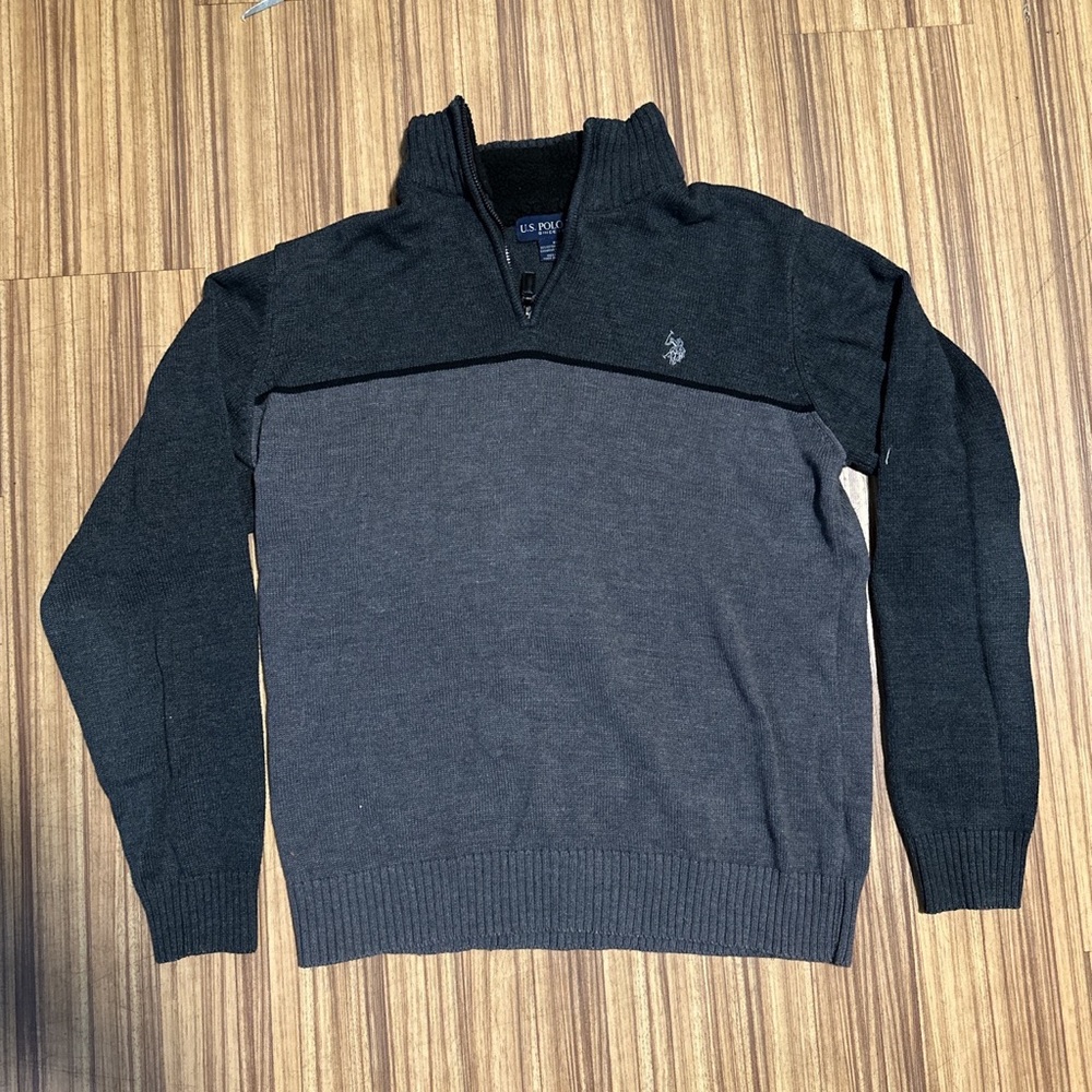 Vintage dark grey quarter zip Ralph Lauren sweater